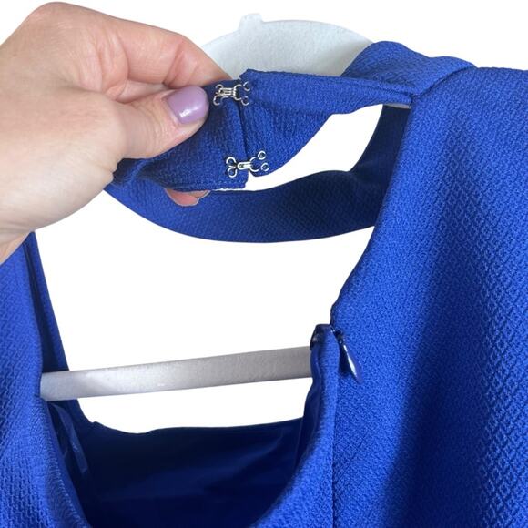 Trina Turk | NWT Gigi Open Shoulder Choker Cocktail Dress Y2K Gossip Girl Blue 8 - Picture 6 of 11